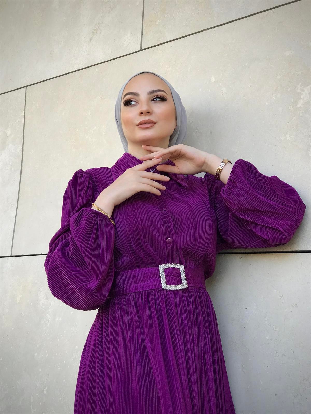 Lena Piliseli Elbise Mor