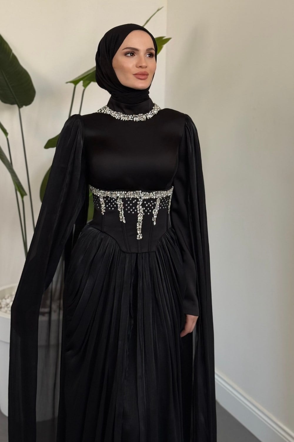 Lucy Korseli Arkadan Bağlamalı Abiye Siyah
