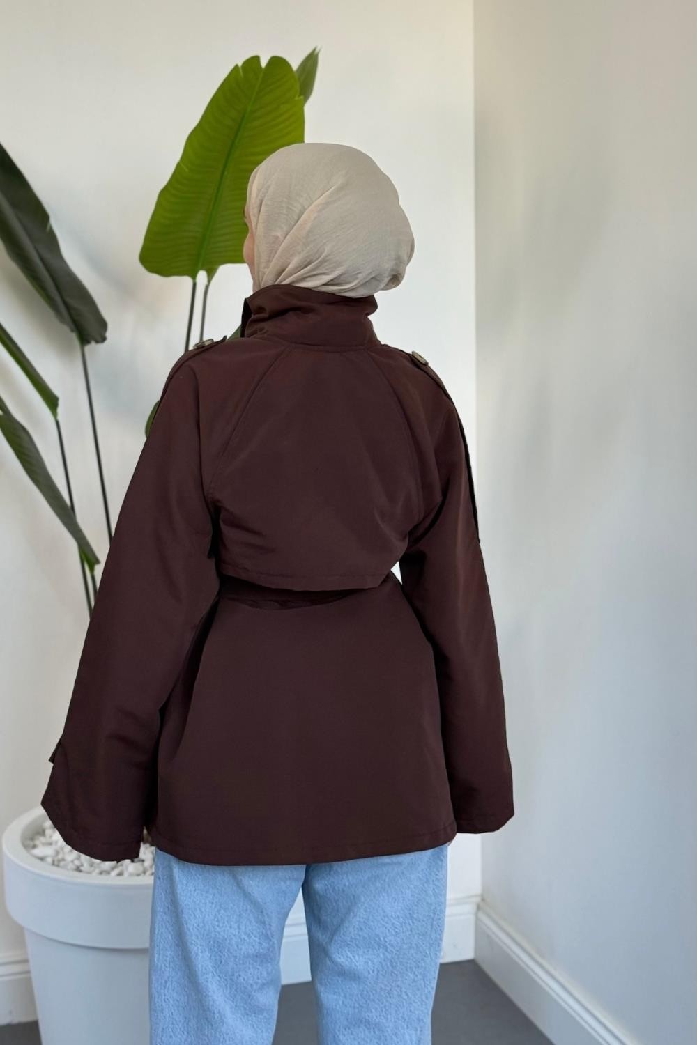 Marivelle Dik Yaka Trençkot Kahverengi