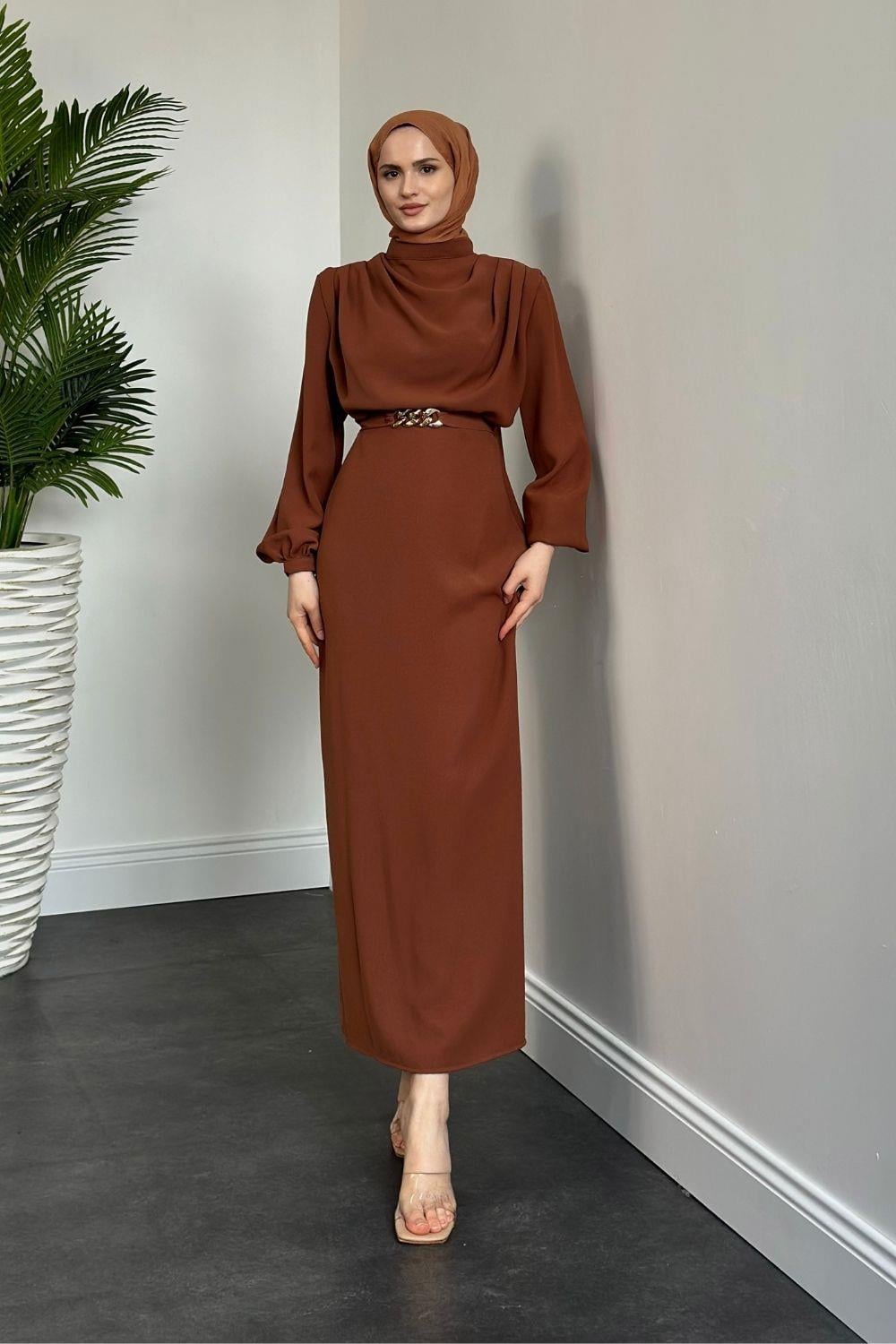 Meridan Üstü Drape Krep Abiye Taba
