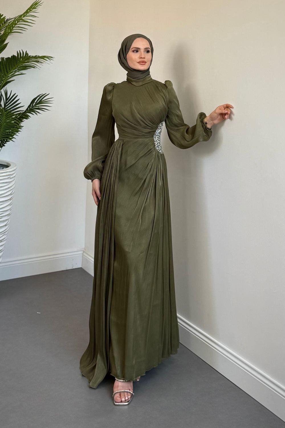 Nola Yanı Taşlı Jan Jan Abiye Haki