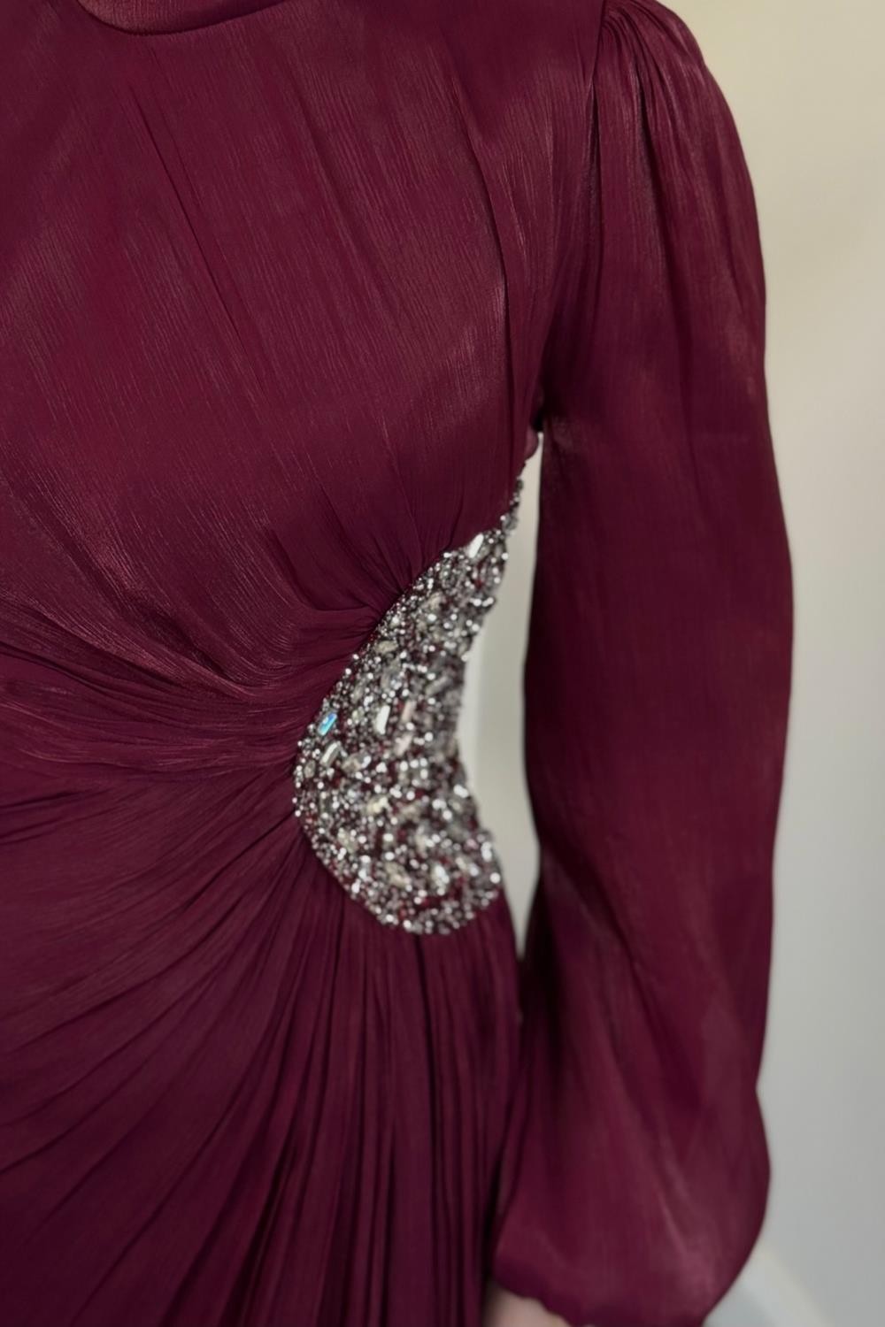 Nola Yanı Taşlı Jan Jan Abiye Mürdüm