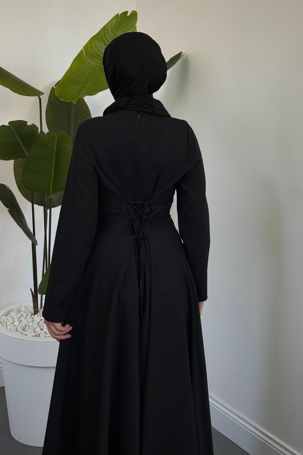 Olena Seyyar Pelerinli Abiye Siyah