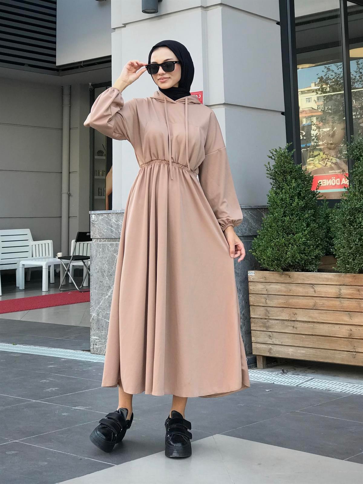 Rio Önü Cepli Elbise Krem