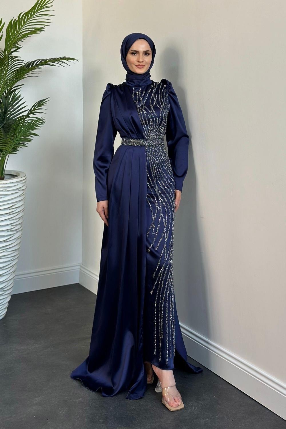 Sante Taş Detay Abiye Lacivert 