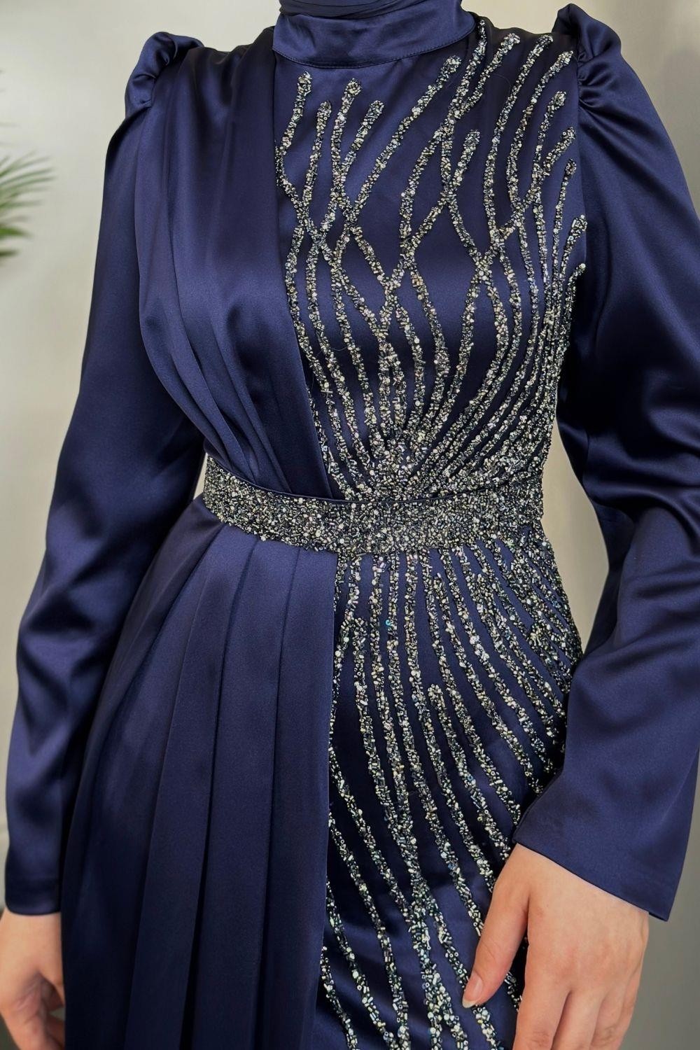 Sante Taş Detay Abiye Lacivert 