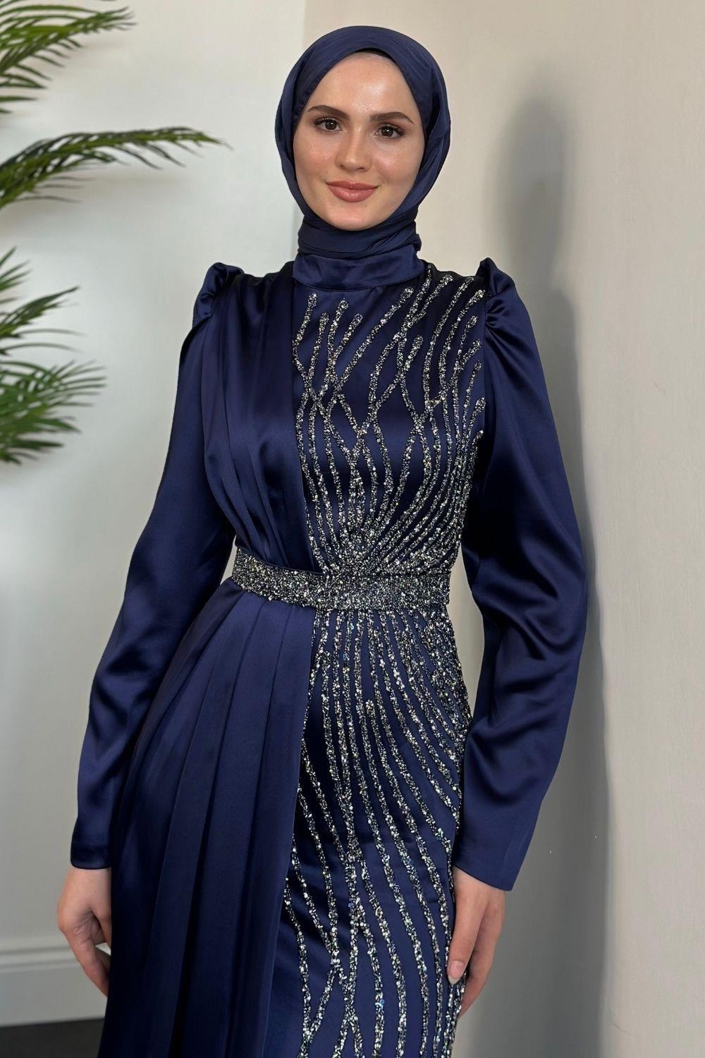 Sante Taş Detay Abiye Lacivert 