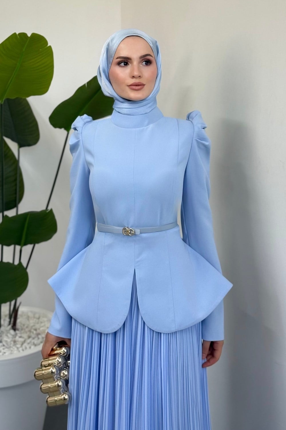 Soraya Bluzu Volanlı Etek Takım Bebe Mavisi