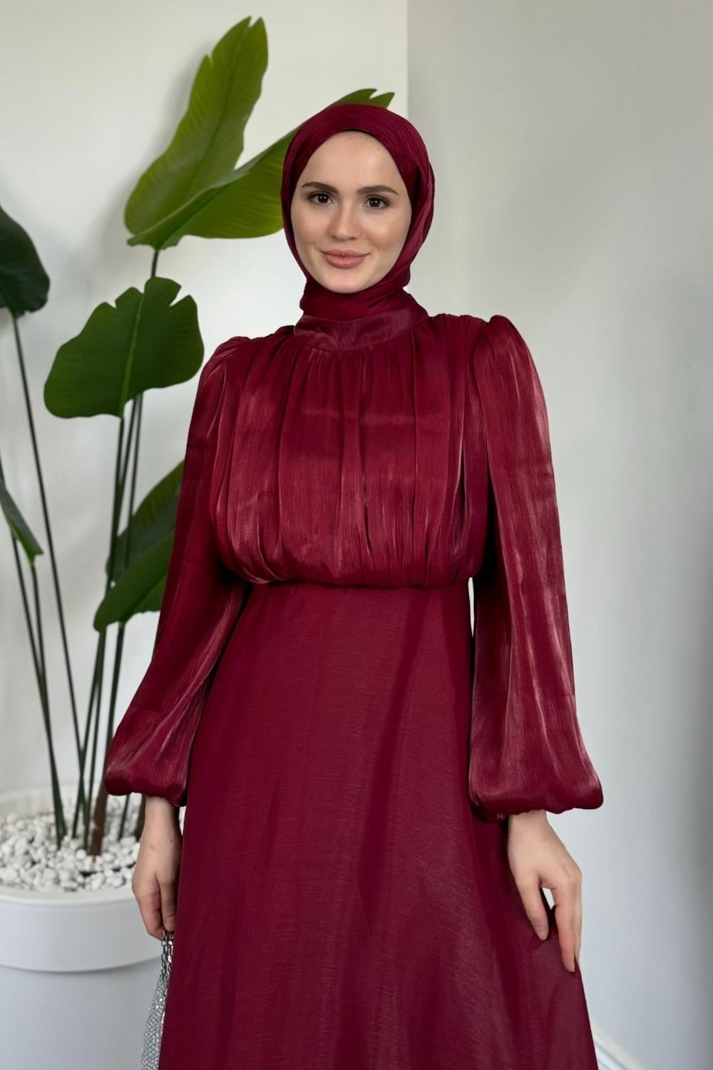 Virella Altı Fırfırlı Janjan Abiye Bordo