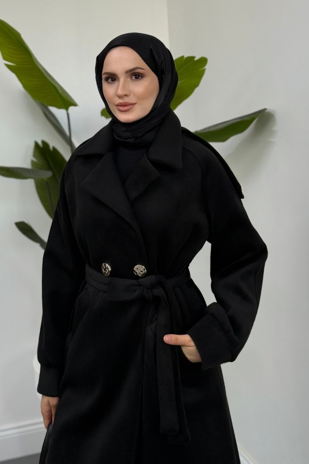 Virezza Astarlı Kaşe Kaban Siyah 