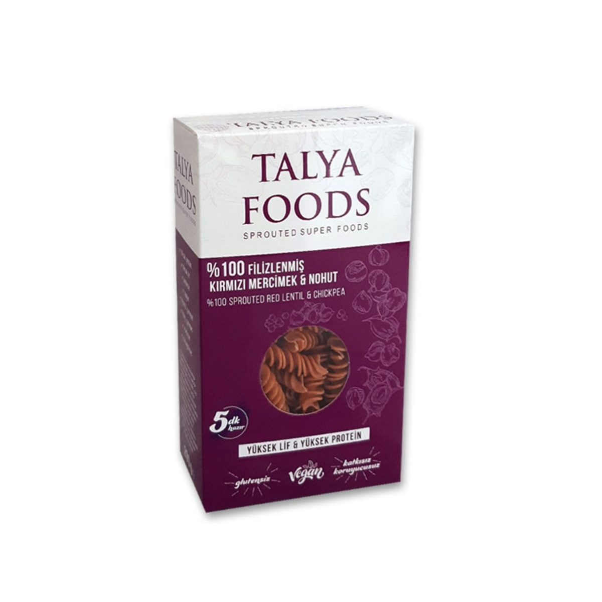 Talya Foods Filizlenmiş Kırmızı Mercimek Nohut Makarnası 200 gr
