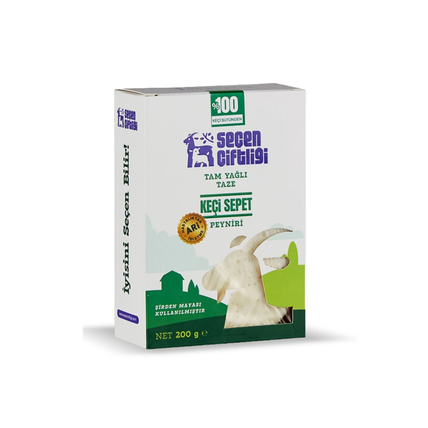 Seçen Çiftliği Tam Yağlı Keçi Sepet Peyniri 200 grSeçen Çiftliği