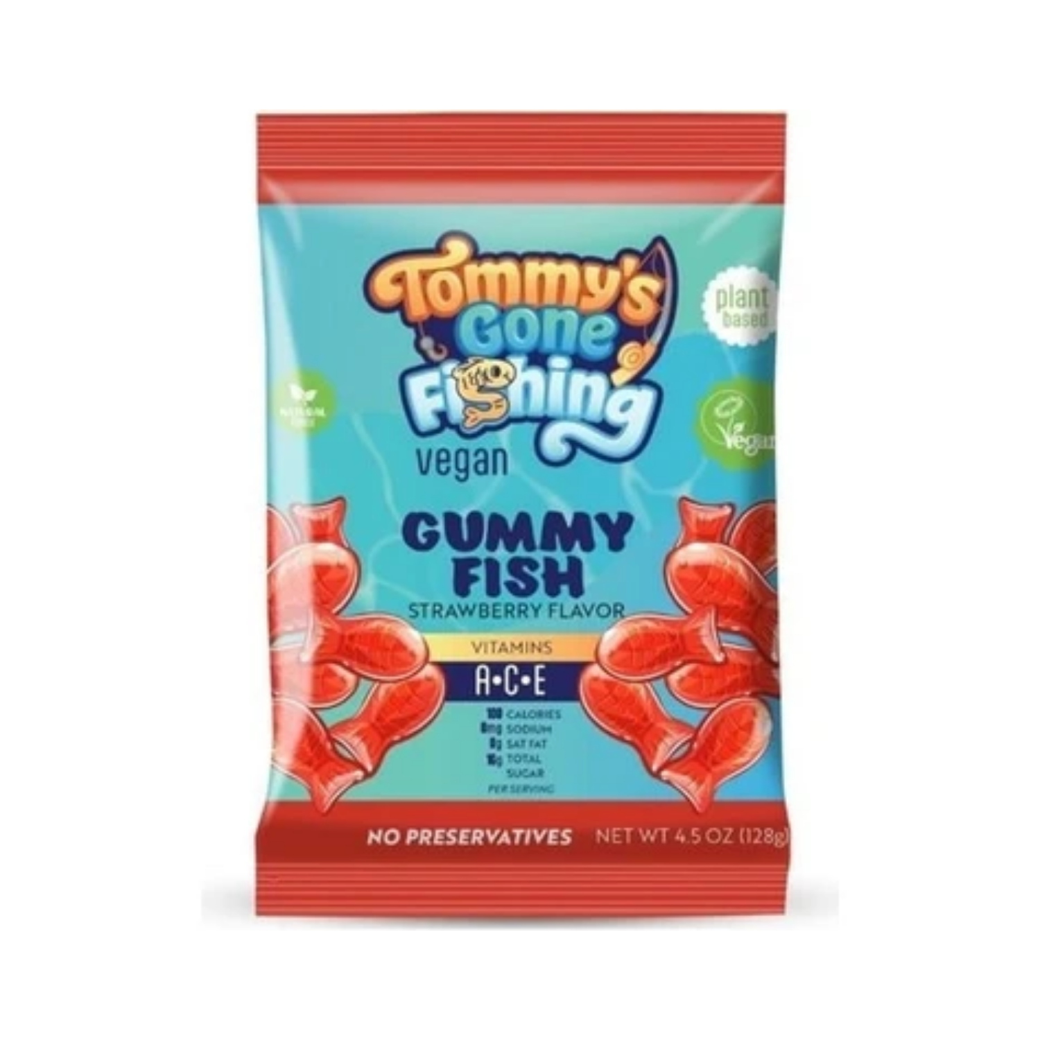 Tommy's Gone Fishing Vegan Gummy Fish 128 gr 1 ADETTommy's Bears