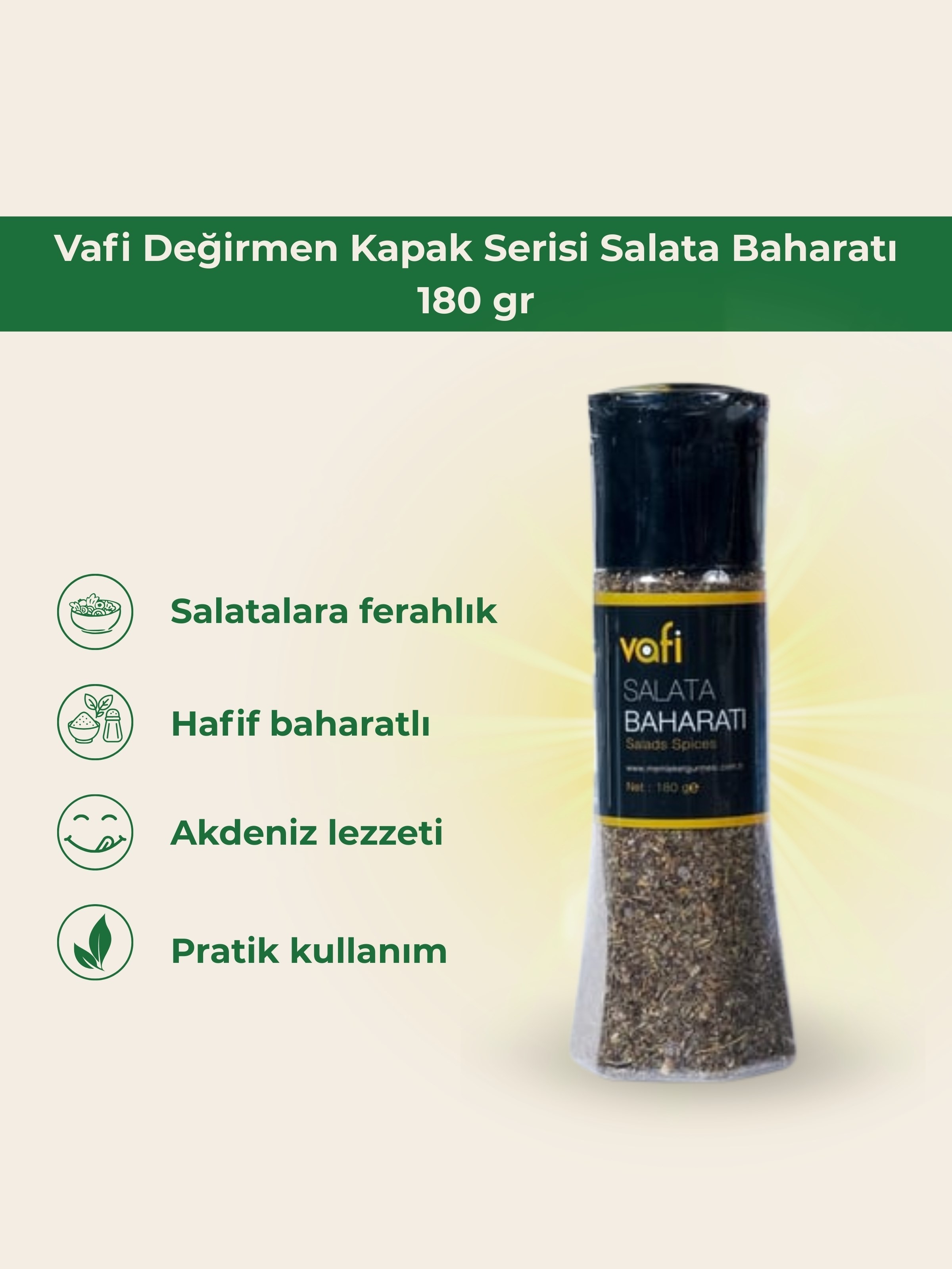 Vafi Değirmen Kapak Serisi Salata Baharatı 180 grMemleket Gurmesi