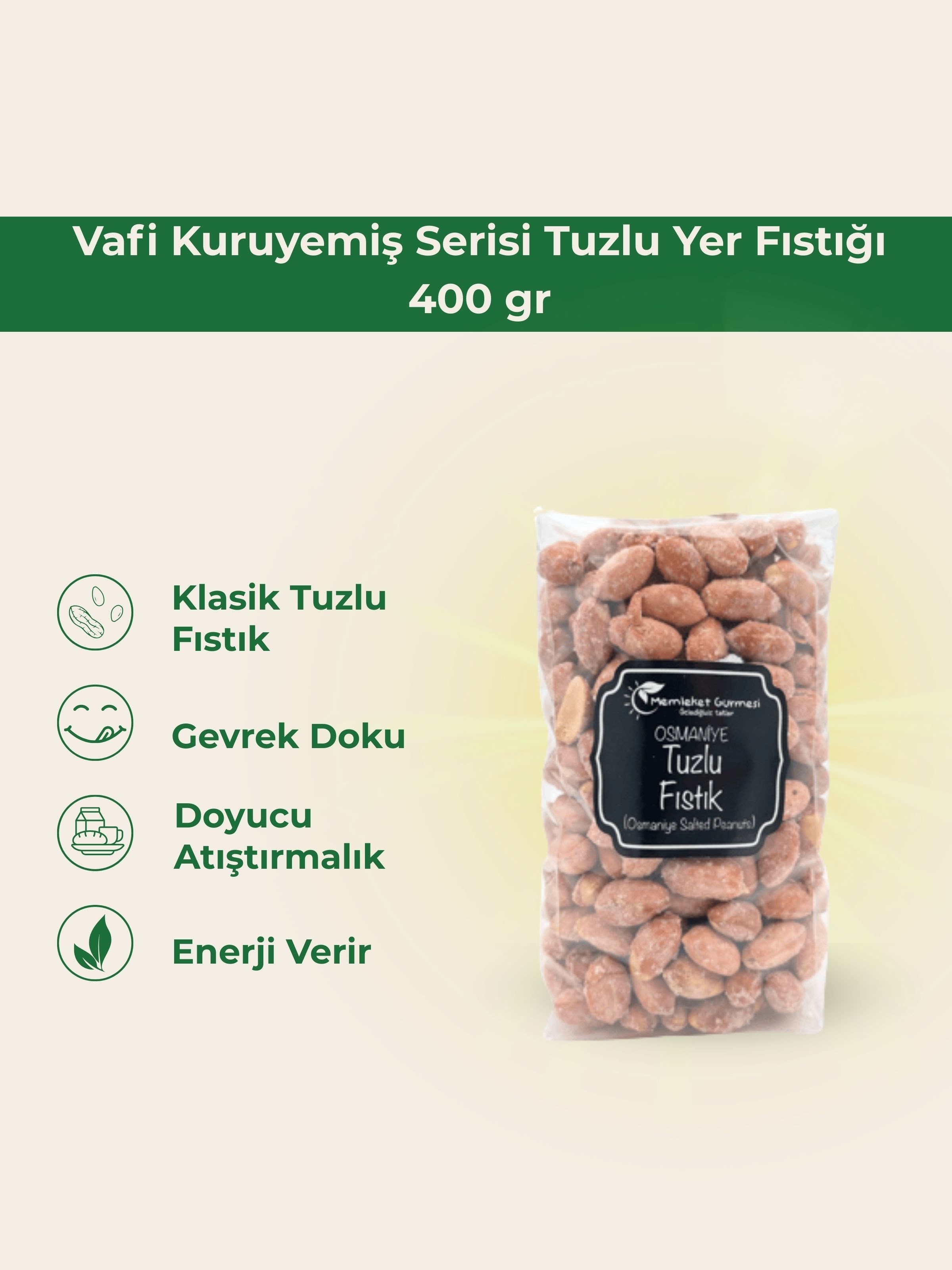 Vafi Kuruyemiş Serisi Tuzlu Yer Fıstığı 400 grMemleket Gurmesi
