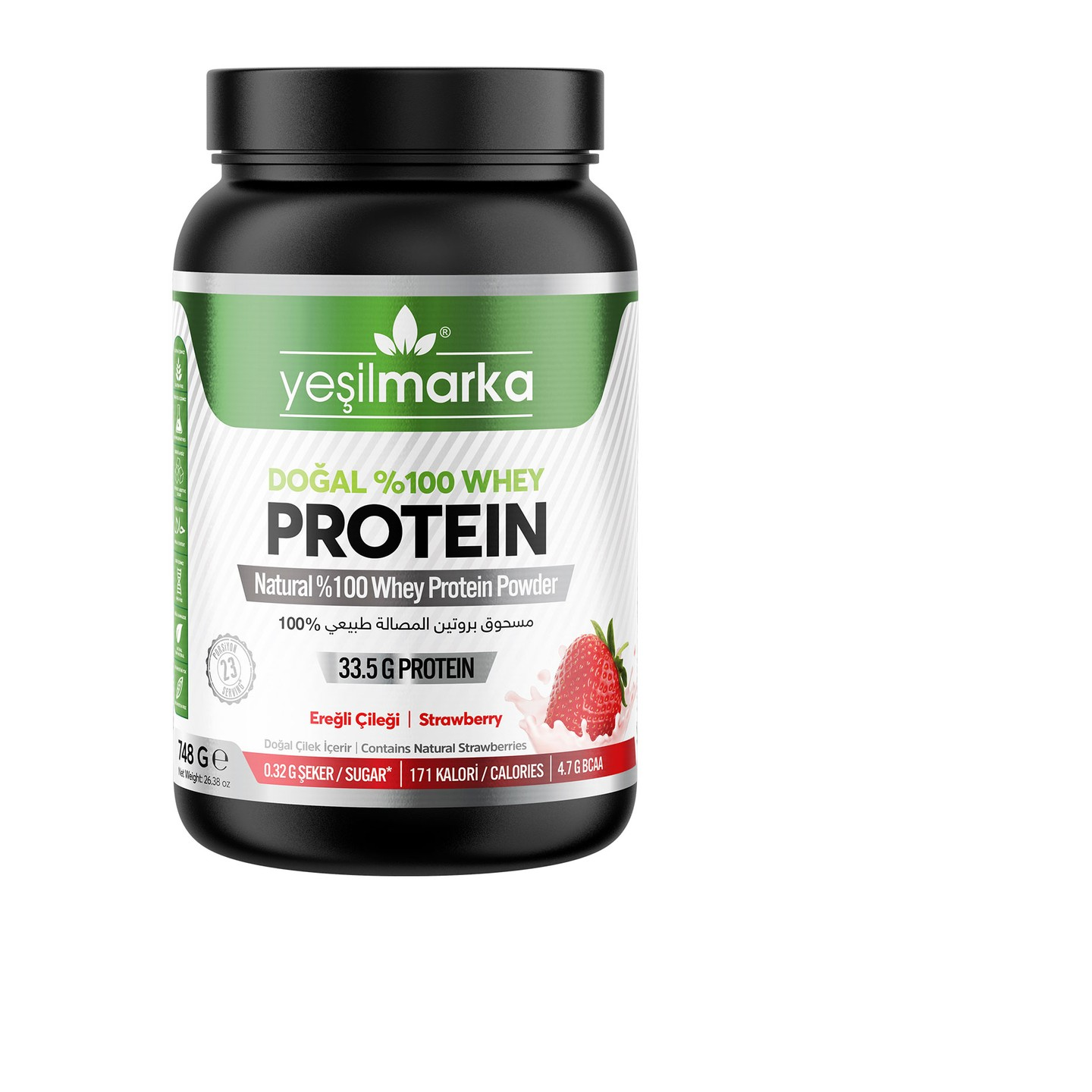 Yeşil Marka Doğal Whey Protein Tozu Ereğli Çileği 748 grYeşil Marka