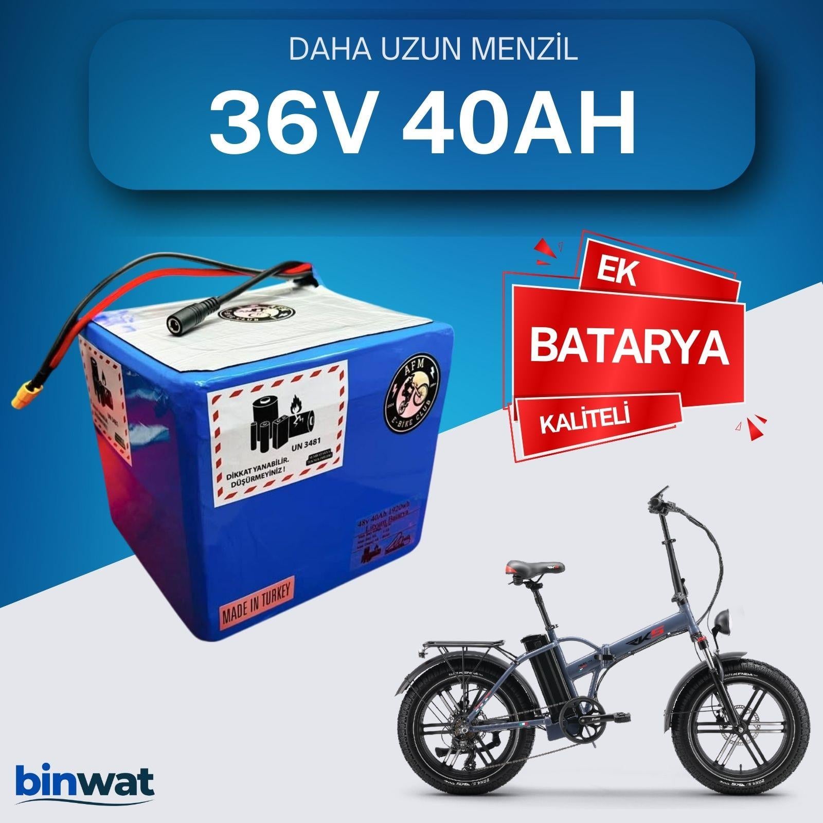 36V 40 Ah Ek Batarya - Yüksek Performanslı Elektrikli Bisiklet Bataryası