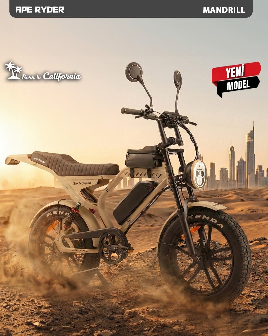 APE RYDER MADRILL SARI 48V 1000 WATT ELEKTRİKLİ BİSİKLET