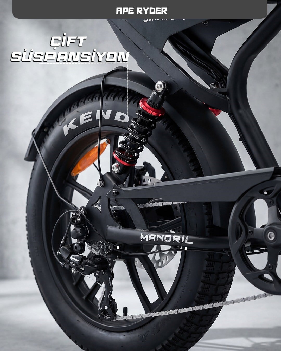 APE RYDER MANDRILL SİYAH 48V 1000 WATT ELEKTRİKLİ BİSİKLET