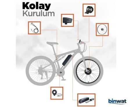 STRADA 48 Volt Tel Jant 750 Watt Elektrikli Bisiklet Motor Dönüşüm Kiti - 170-190 mm Ön Teker Uyumlu