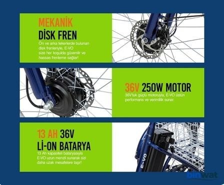 STRADA E-VO 36V 350 WATT ÜÇ TEKERLEKLİ ELEKTRİKLİ BİSİKLET