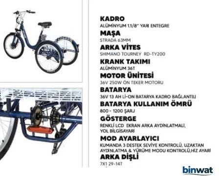 STRADA E-VO 36V 350 WATT ÜÇ TEKERLEKLİ ELEKTRİKLİ BİSİKLET