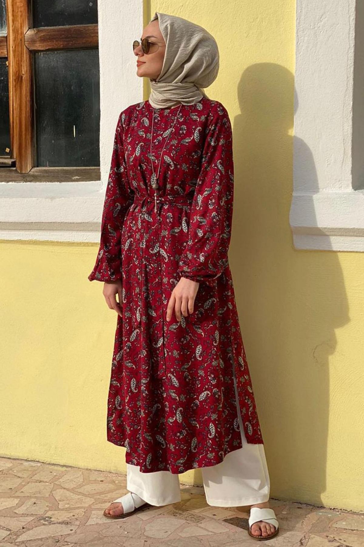 Bordo Şal Tunik