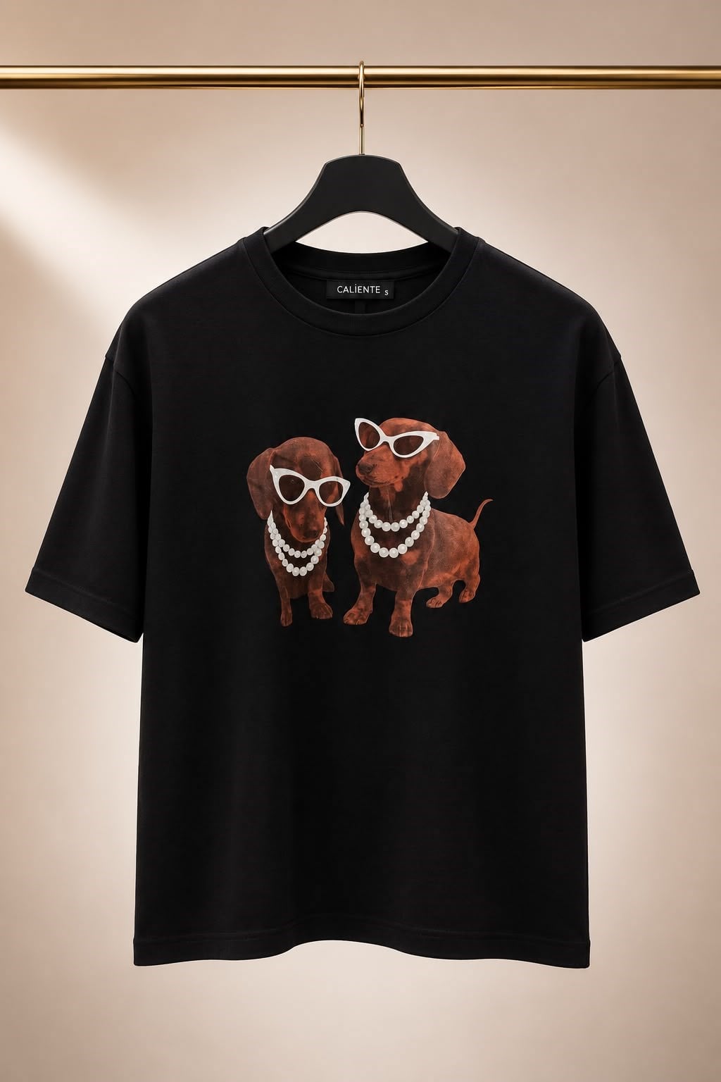 Kadın Baskılı Bisiklet Yaka Tshirt Siyah