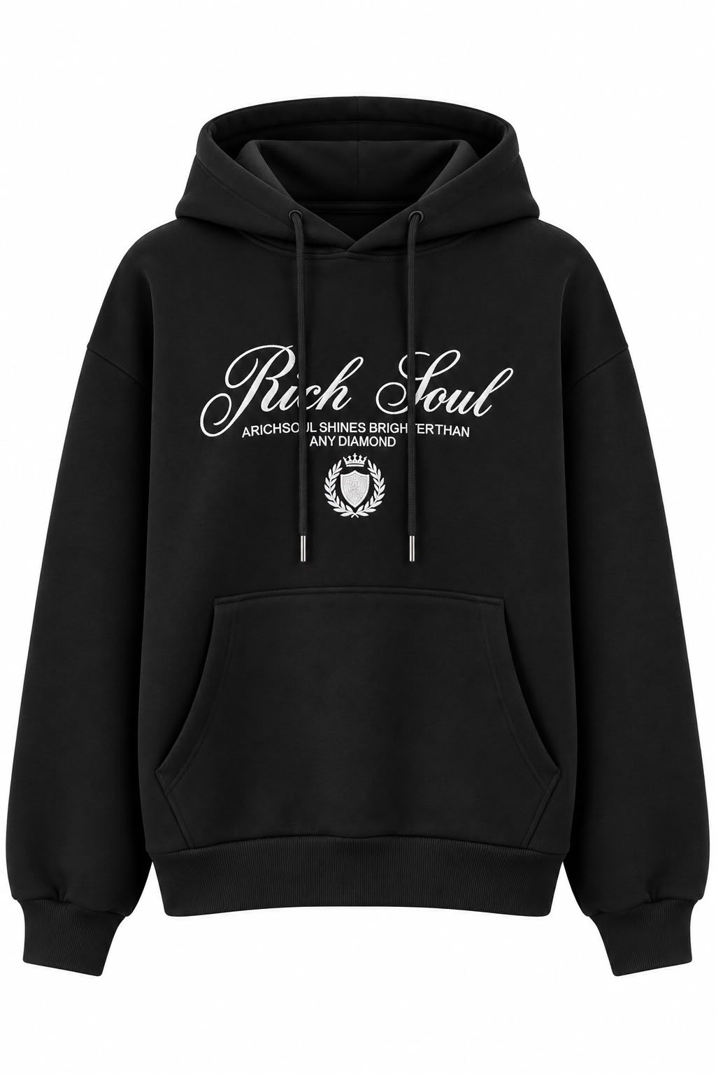 Kadın Baskılı Oversize Kapüşonlu Cep Detay Sweatshirt Siyah