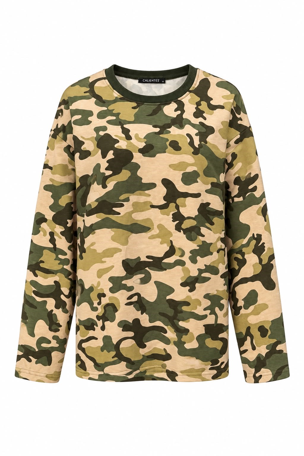 Kadın Kamuflaj Desenli Salaş Sweatshirt