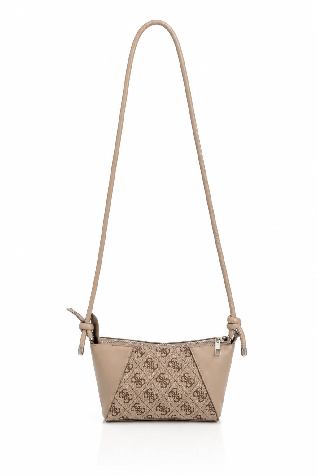 Kadın İnce Askılı Monogram Desenli Minimal Çanta Vizon