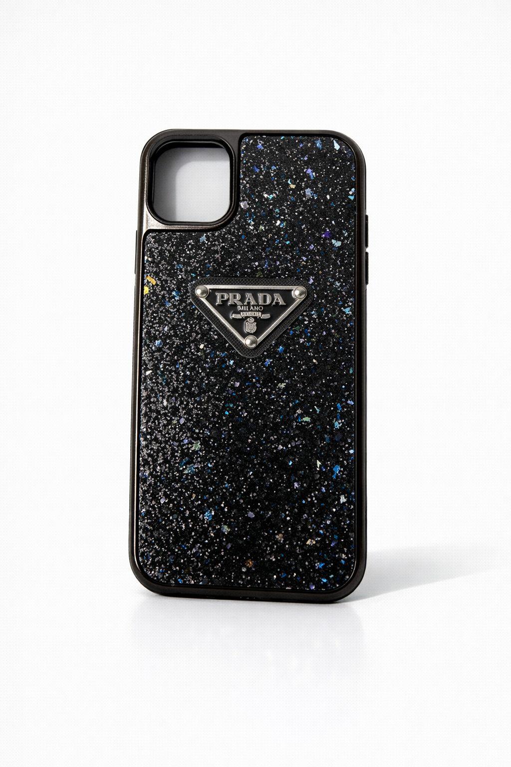 İphone 14 Pro Uyumlu Parlak Taşlı Premium Kılıf Siyah