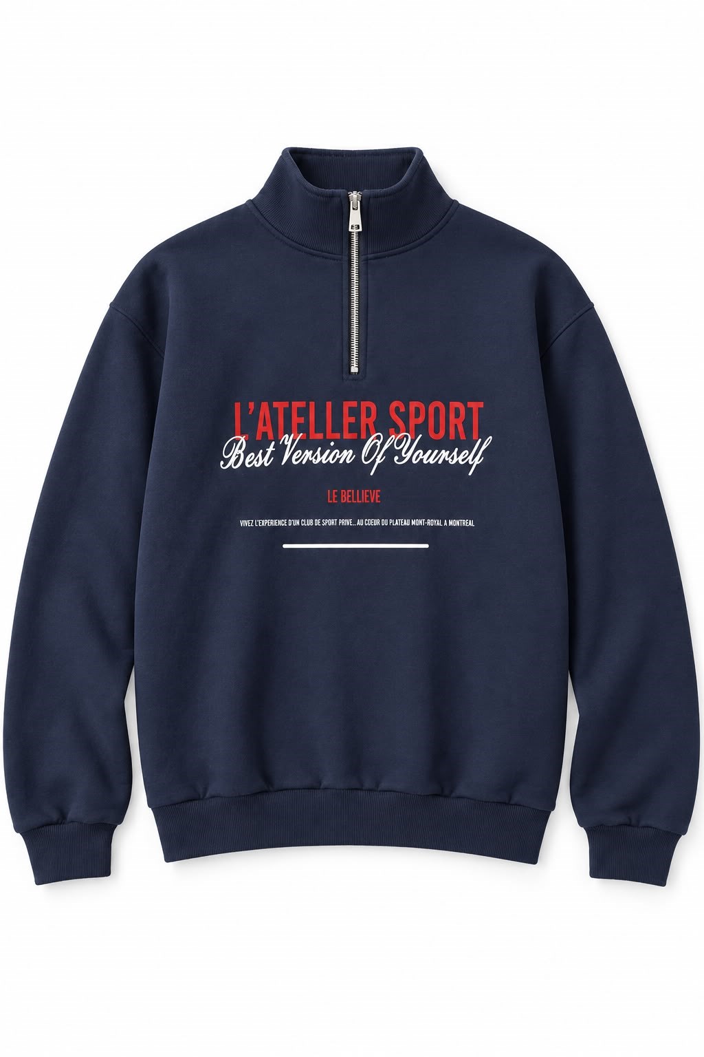 Kadın Dik Yaka Yarım Fermuarlı Baskılı Sweatshirt Laci