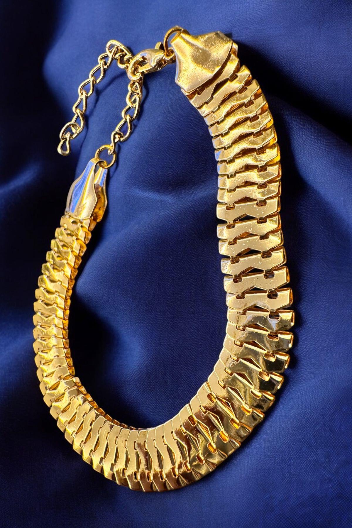 Gold Dişli Geçmeli İtalyan Bileklik Gold