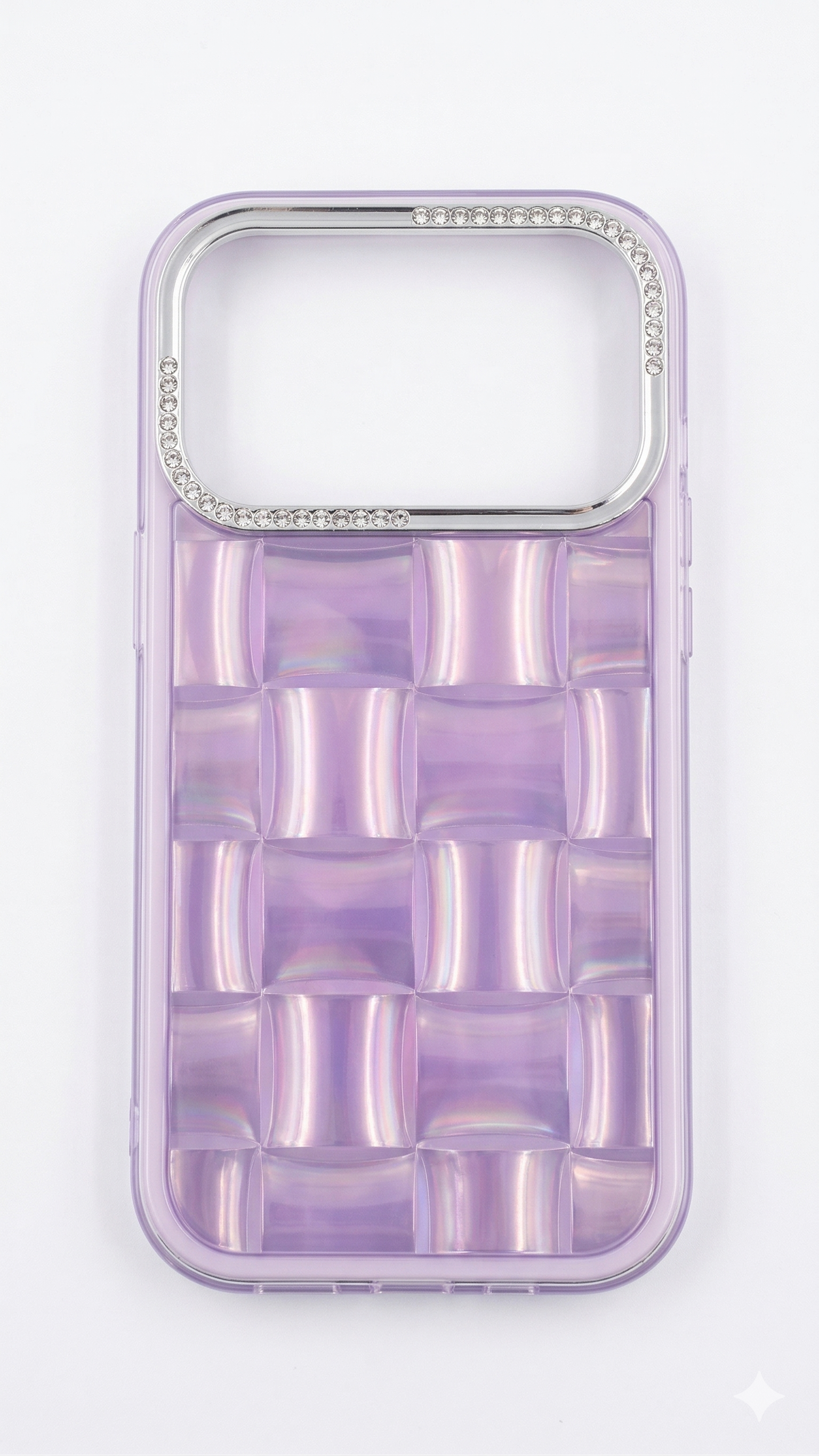 iPhone 17 Pro Max Uyumlu 3D Kare Desenli Parlak Kılıf Mor