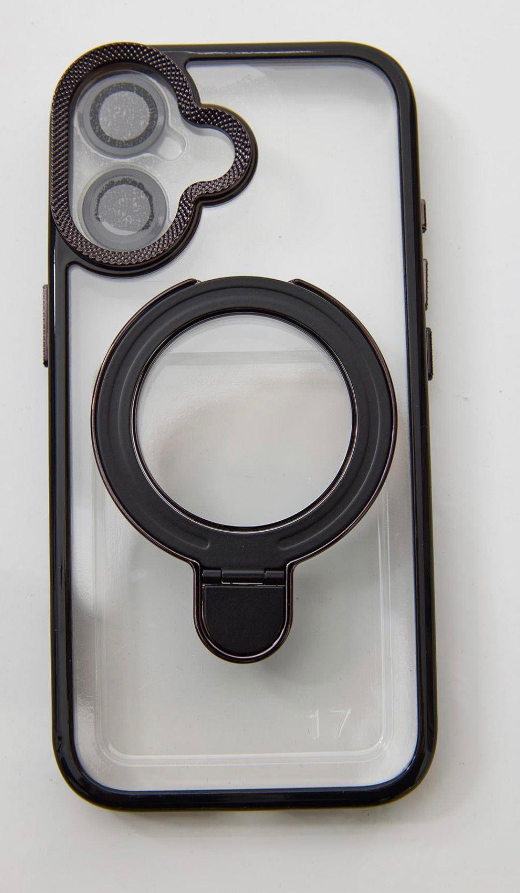 İphone 17 Uyumlu Magsafe Dönebilen Halkalı Kılıf Lens Korumalı Siyah