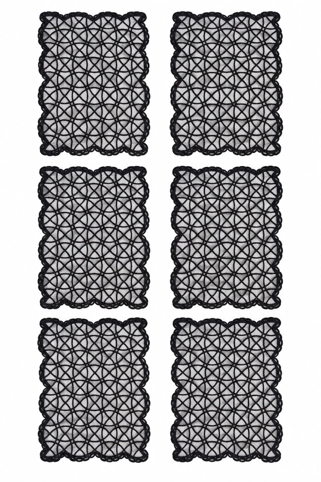6'lı Geometrik Desenlİ 40x28 Ölçülü Runner Siyah