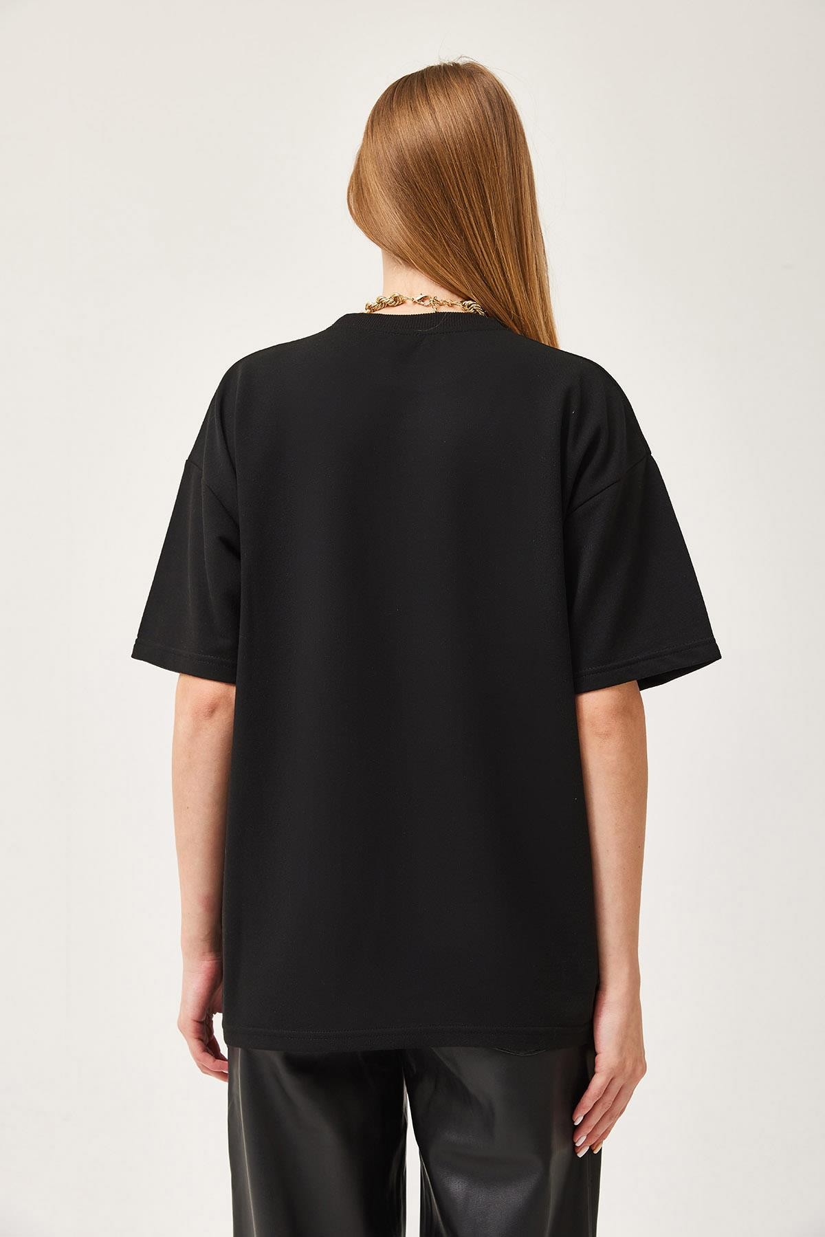 Basic Bisiklet Yaka Tshirt Siyah · 4