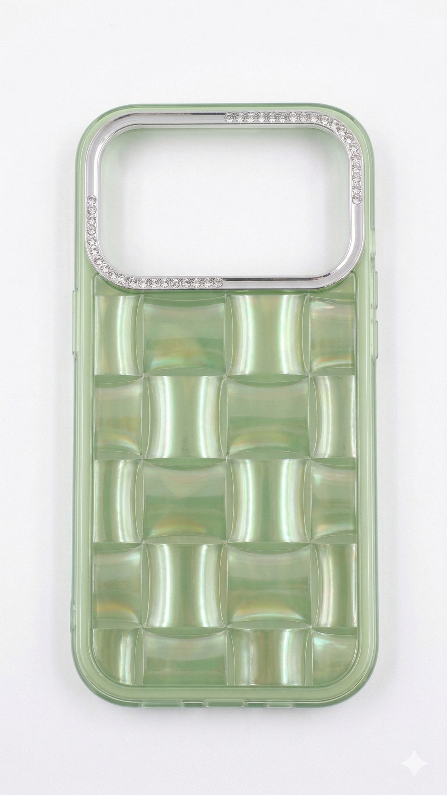 iPhone 17 Pro Max Uyumlu 3D Kare Desenli Parlak Kılıf Yeşil