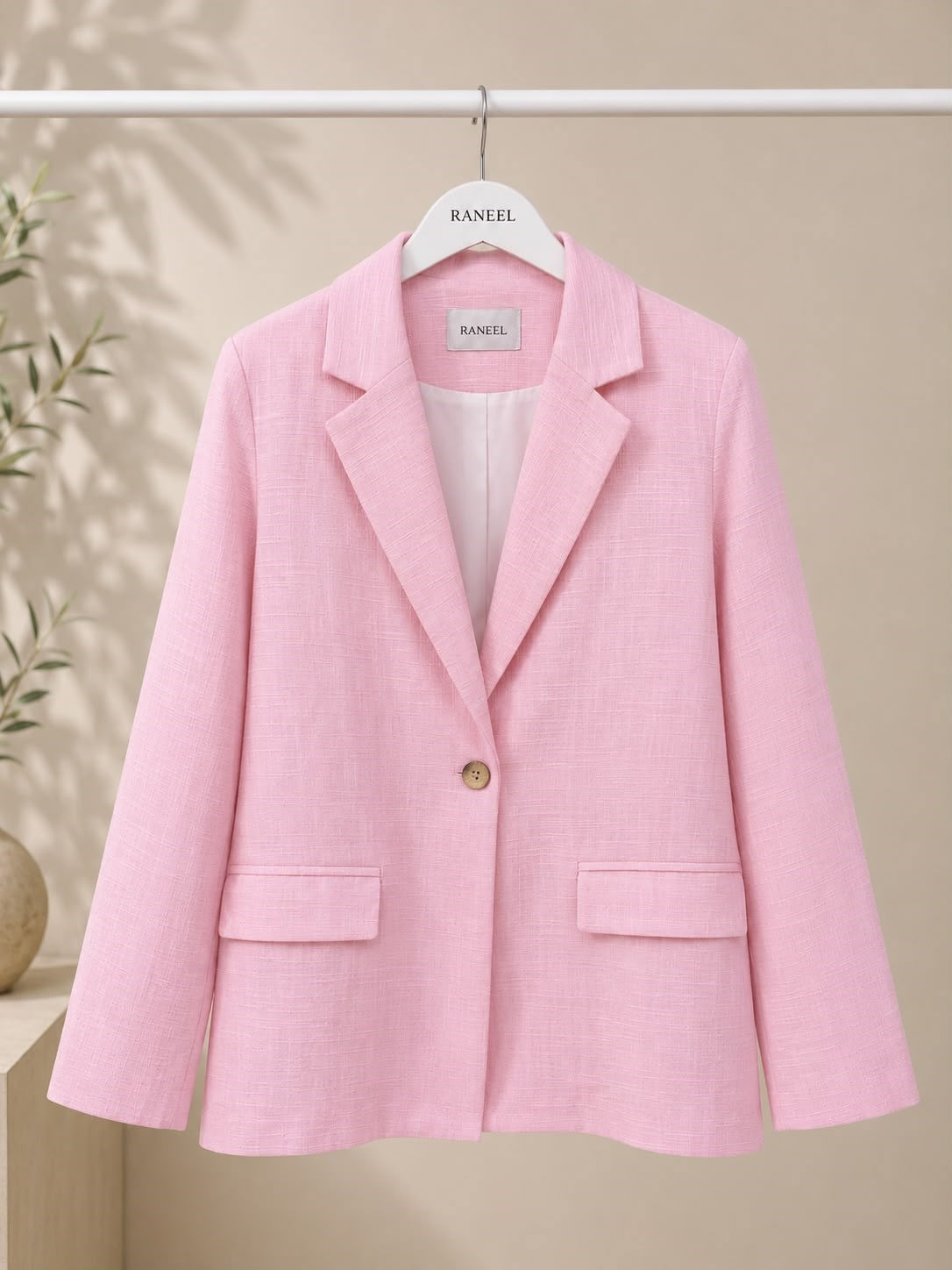 Kadın %100 Keten Astarlı Ceket Pembe