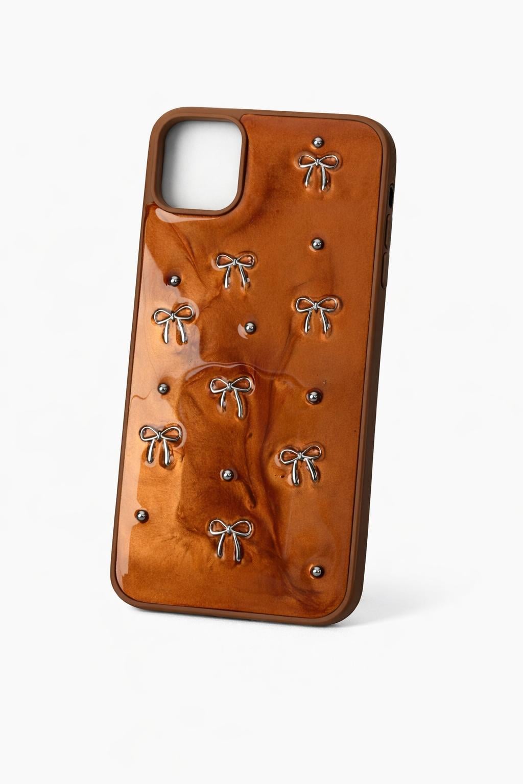 İphone 12 Pro Uyumlu Kurdele Detaylı Kılıf Taba