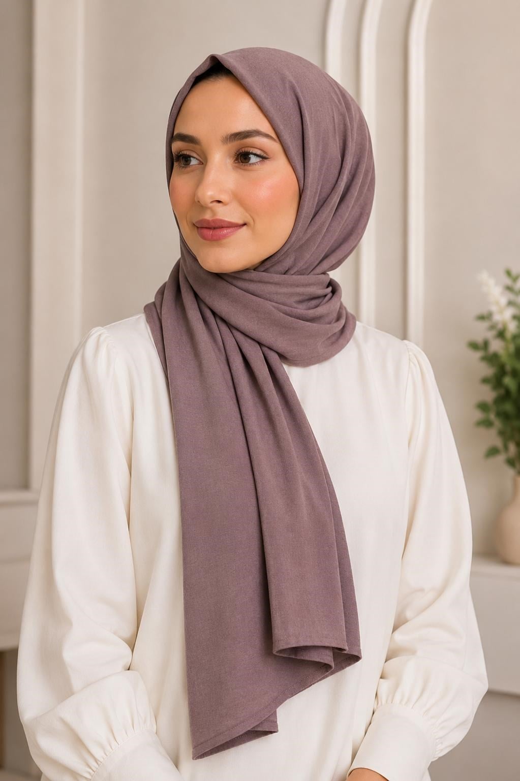 Kadın 180X65 Ölçülü Penye Şal Pudra