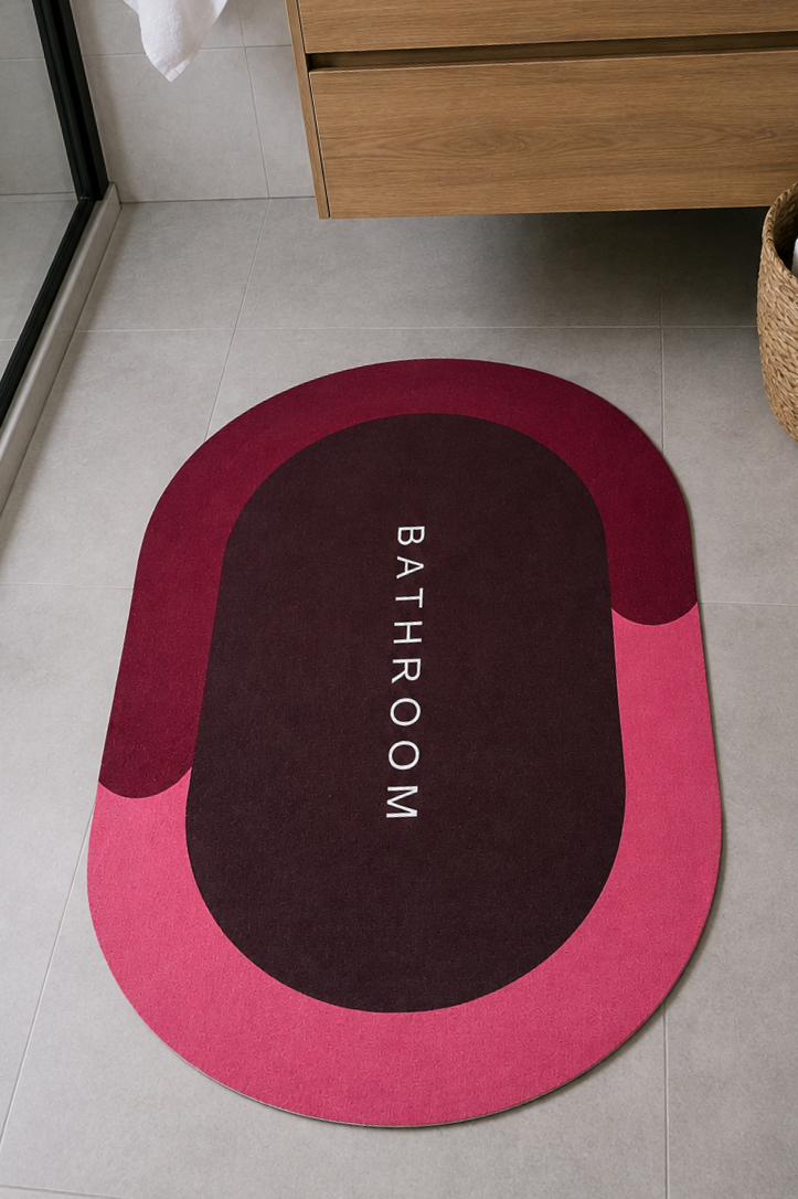 Oval Köşeli Kenarlı Yüksek Emicili Banyo Paspası Mürdüm