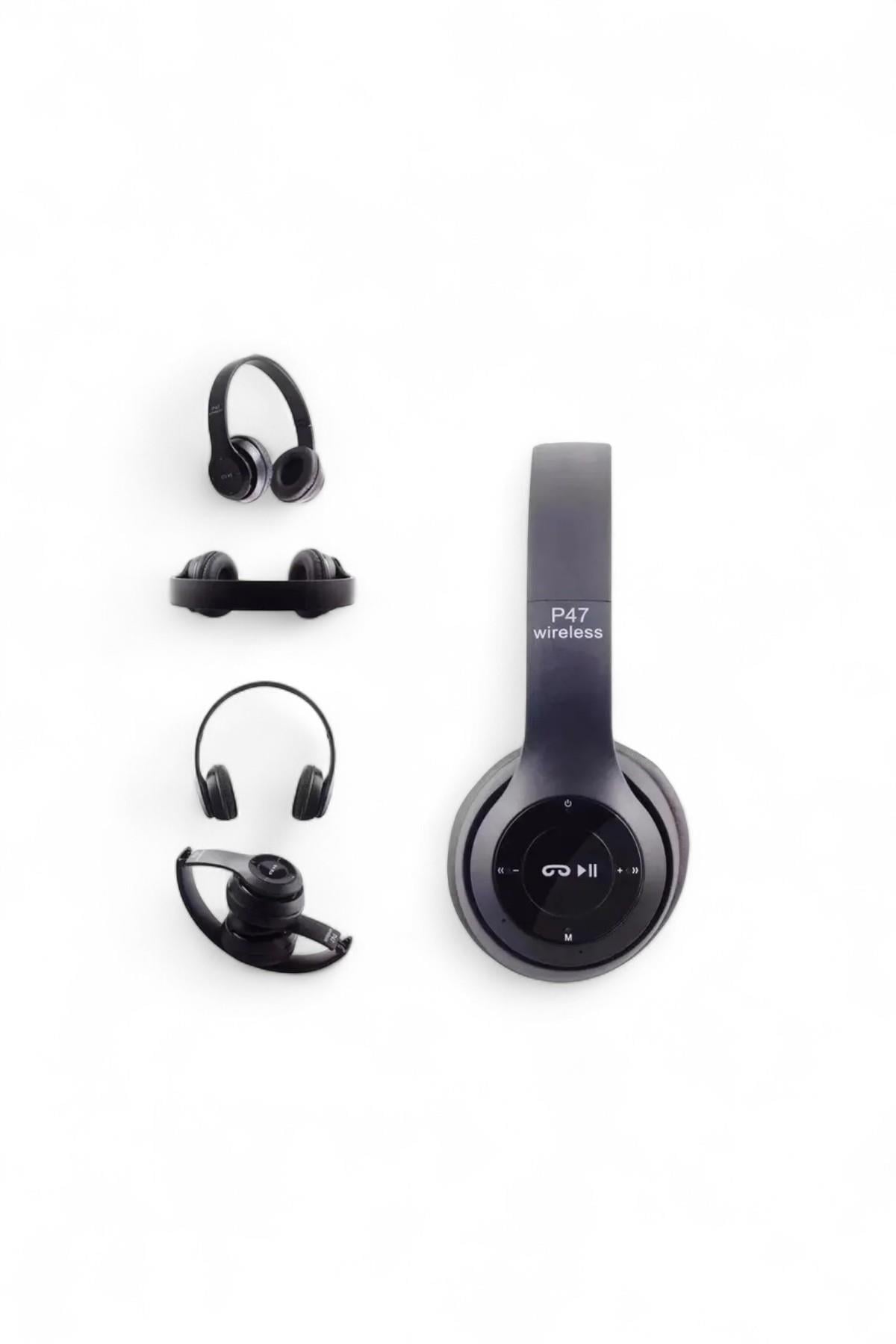 Kulak Üstü Siyah Bluetooth Kulaklık
