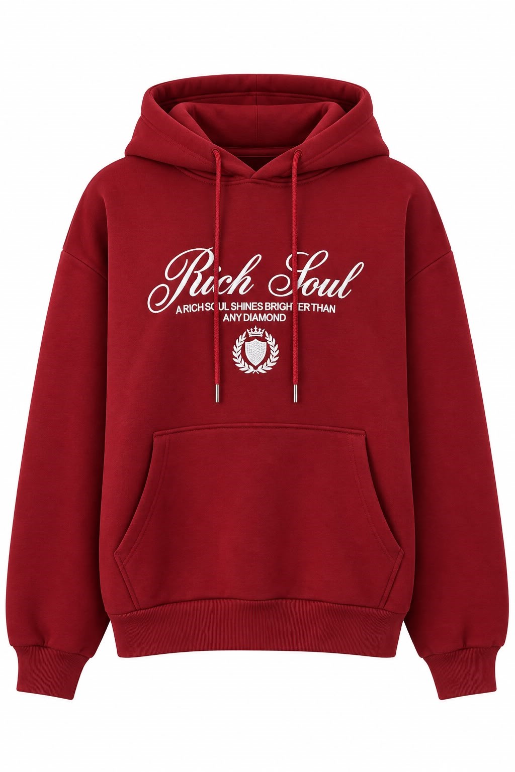 Kadın Baskılı Oversize Kapüşonlu Cep Detay Sweatshirt Bordo