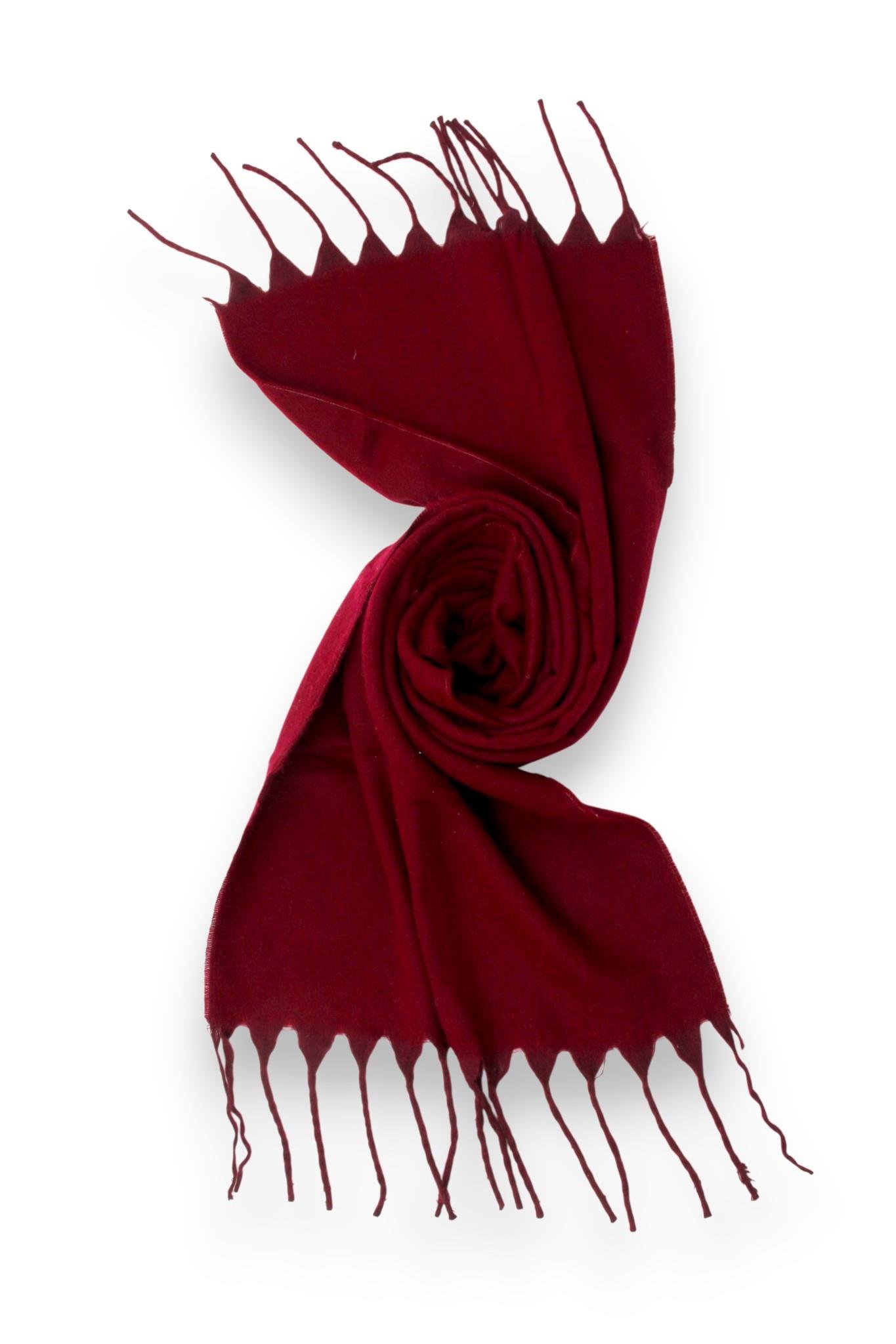 Kadın Dikişsiz Püsküllü Şık Bordo Şal 150*50 CM