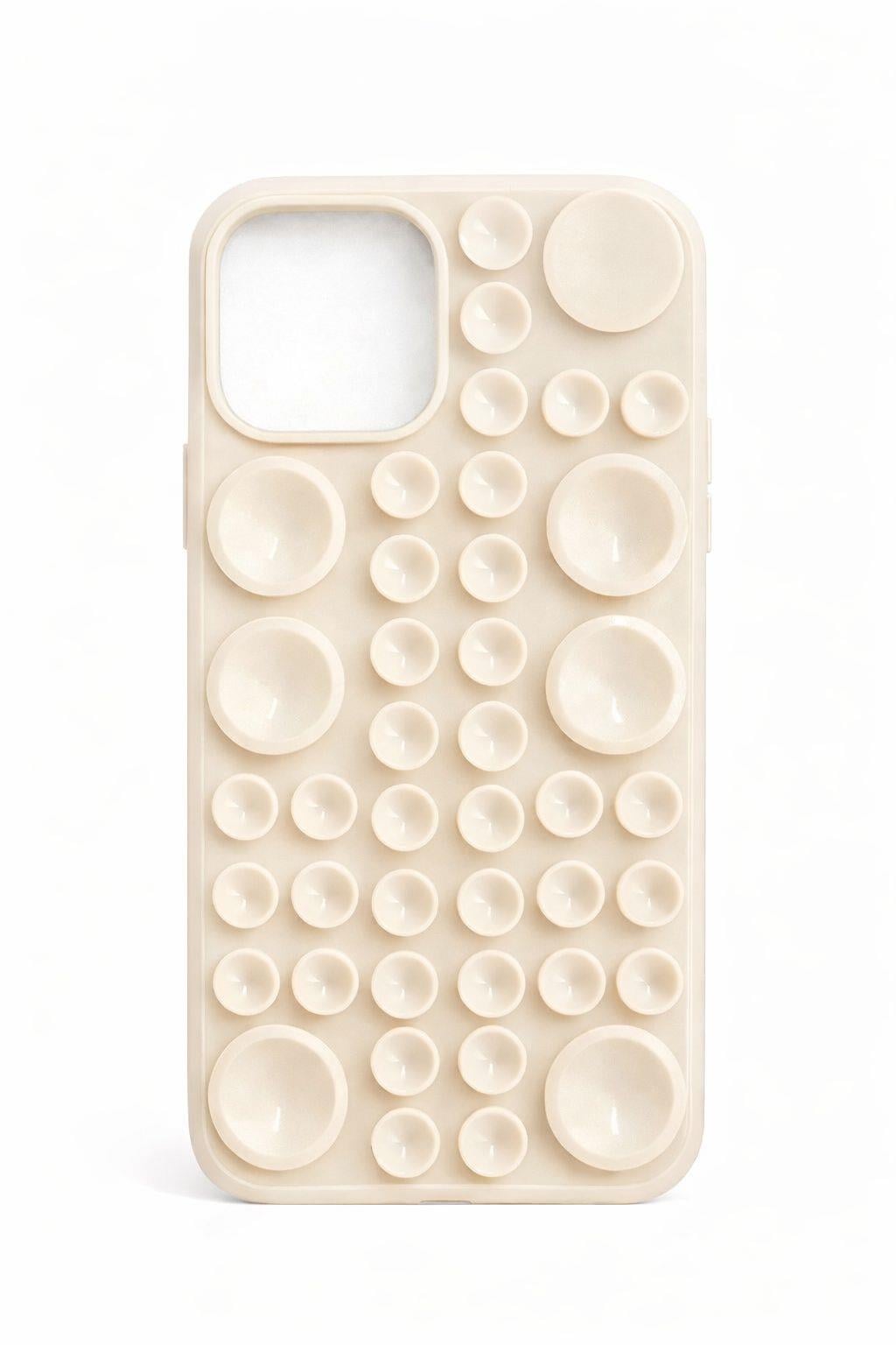 İphone 15 Plus Uyumlu Vantuzlu ve Pop-it Özellikli Kılıf Krem