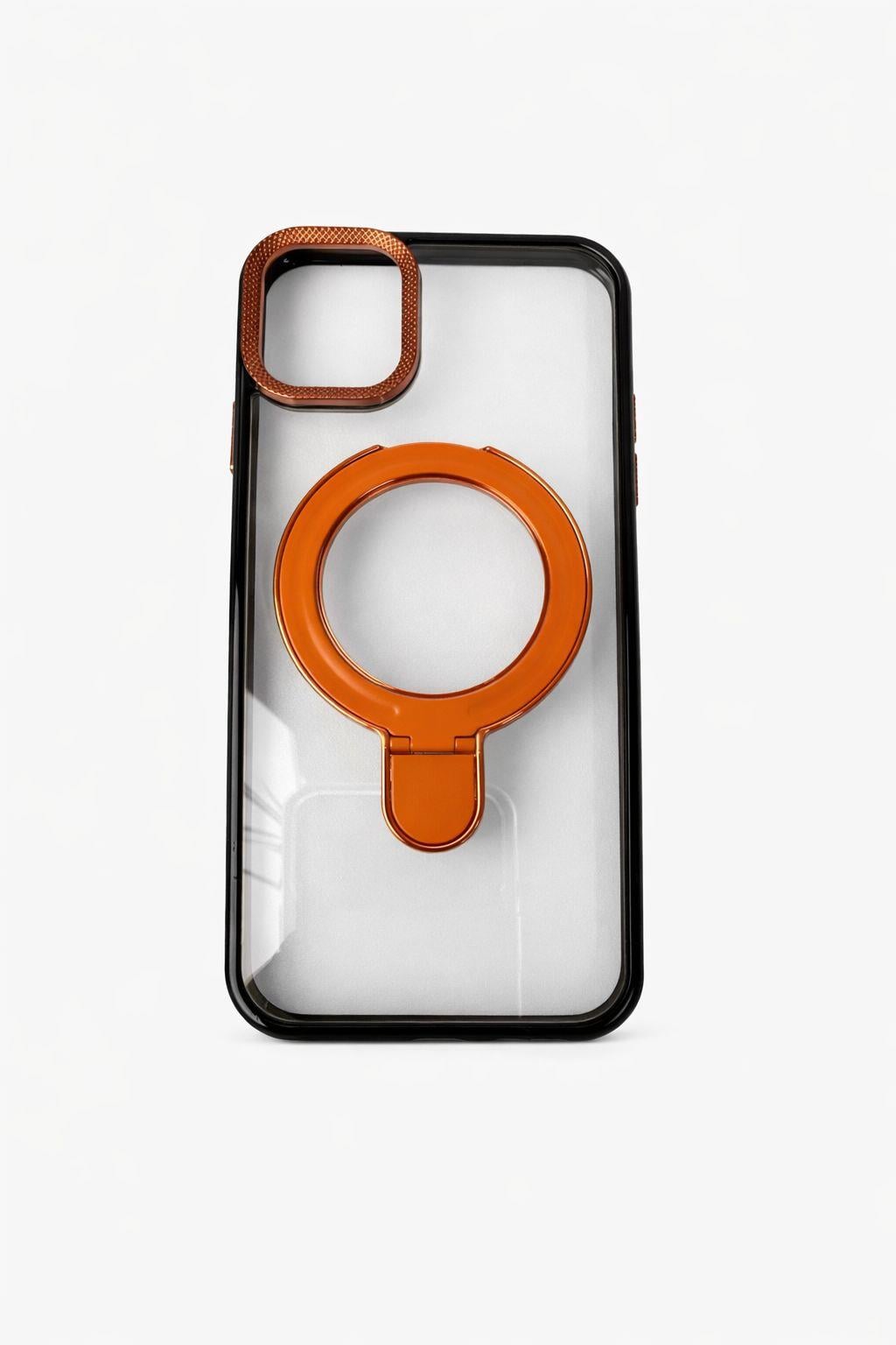 İphone 13 Pro Max Uyumlu Magsafe Dönebilen Halkalı Kılıf Lens Korumalı Turuncu