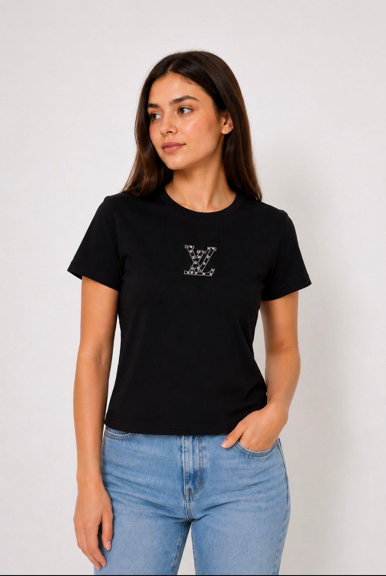 Kadın Bisiklet Yaka Crop Bluz Siyah