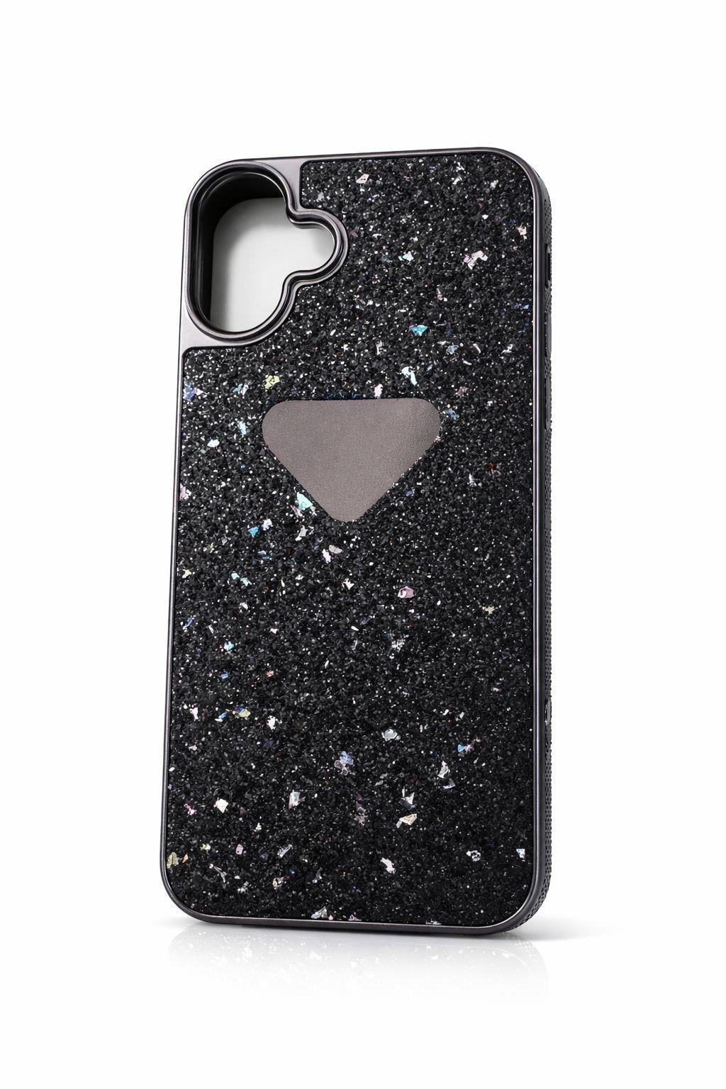 İphone 16 Plus Uyumlu   Parlak Taşlı Premium Kılıf Bej